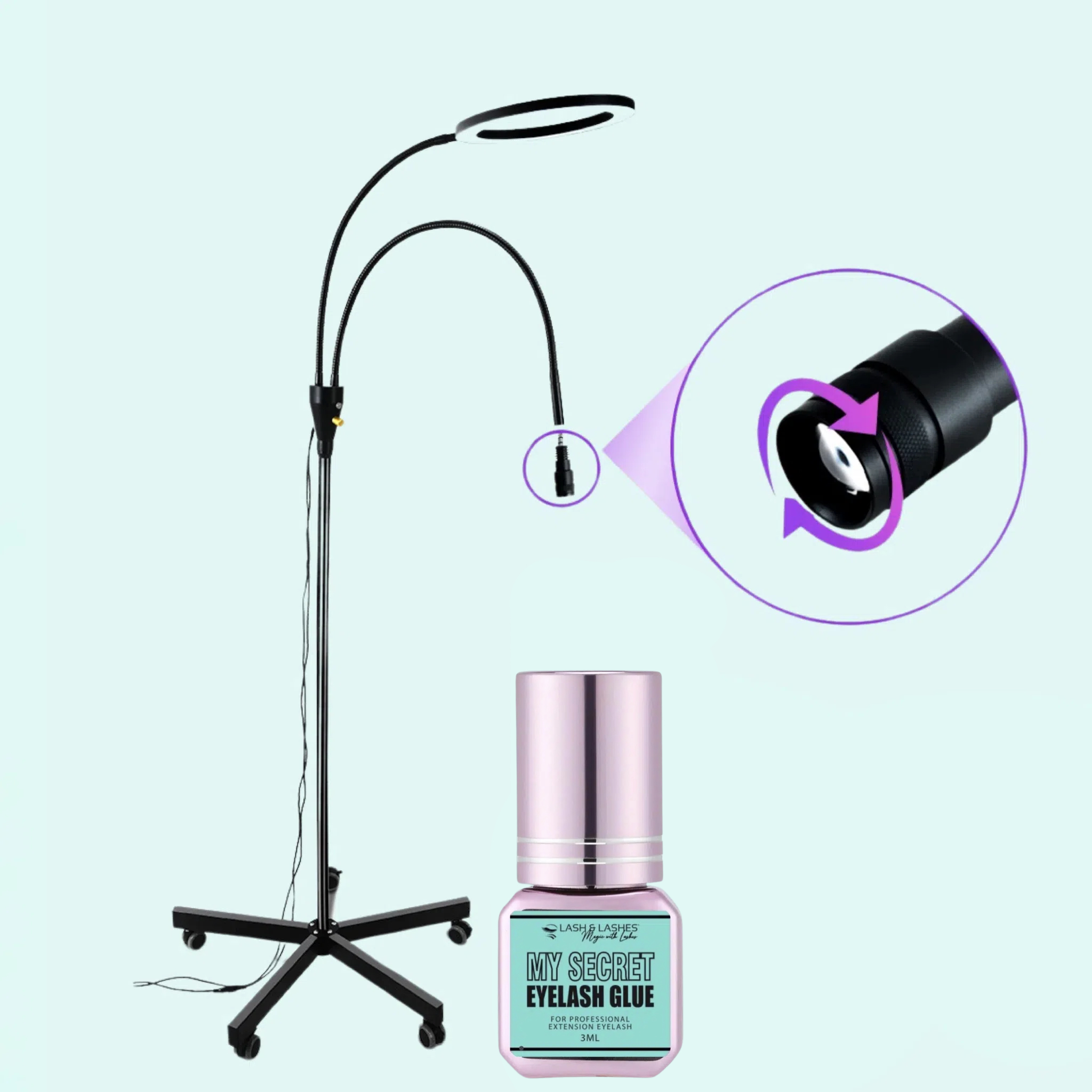 Duo UV / LED Lámpa Állítható Fényerővel és Fókusszal + My Secret UV/LED Clear Szempillaragasztó 3 ml