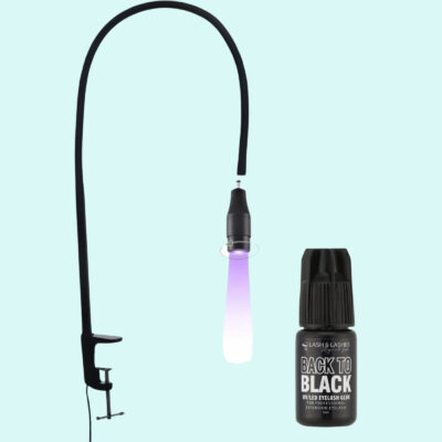 Lampă LED cu lumină albă cu focalizare reglabilă + Lipiciul meu preferat pentru gene UV/LED 3ml.