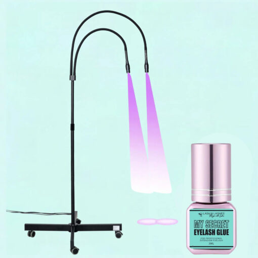 Duplafejes UV / LED Lámpa Állítható Fókusszal + My Secret UV/LED Clear Szempillaragasztó 3ml.
