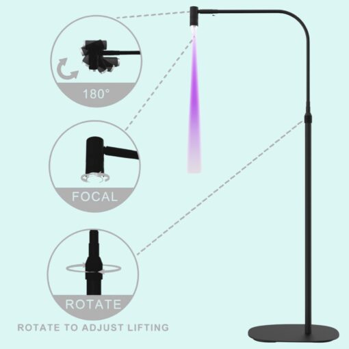 Lampă UV/LED cu cap rotativ cu luminozitate reglabilă și focalizare pentru adeziv pentru gene - imagine 2