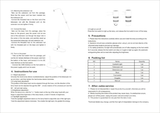 Lampă UV/LED cu cap rotativ cu luminozitate reglabilă și focalizare pentru adeziv pentru gene - imagine 5